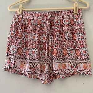 Bebop multicolored patterned elastic waistband shorts Length 12” Size M